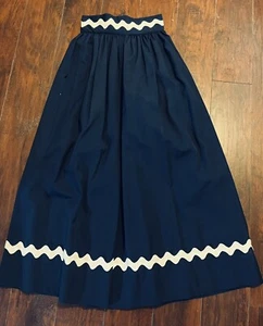 Vintage Handmade 60’s 70’s Navy Skirt Full Length White Ric Rac - Bild 1 von 6