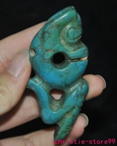 3" China Hongshan culture turquoise carved Pig dragon cicada Talisman pendant - Picture 1 of 6