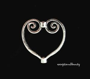 10 Antiqued Tibetan Silver 20mm Heart Scroll Frame Spacer Accent Metal Beads