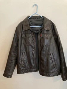 LEVIES KUNSTLEDER HERREN JACKE MIT INTEGRIERTER KAPUZE - GR. L - Bild 1 von 5