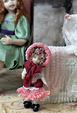 Vintage Artisan Miniature Dollhouse Victorian Dolly TERRI DAVIS Porcelain 1.75"