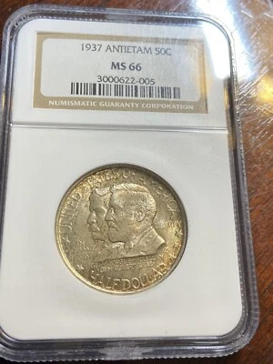 1937 50c Antietam Commem Half Dollar - PQ Rainbow Toning - NGC MS 66 - B3163 - Image 1 of 4