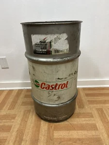 Vintage OIL BARREL Castrol advertising metal trash garbage can drum waste bin - Picture 1 of 9