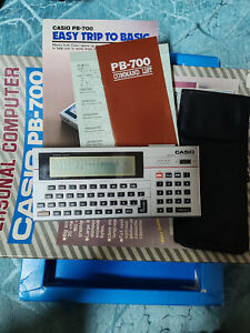 Vintage CASIO PB-700 with aging LCD and OR-4 cards with manual and box