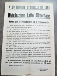 RARE MANIFESTE DISTRIB. LAIT ALIMENTAIRE. MANDELLO DEL LARIO Année 1942 - Imagen 1 de 1