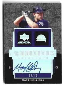 2007 UPPER DECK UD BLACK PRODIGIOUS AUTOGRAPHS AUTO MATT HOLLIDAY # /75