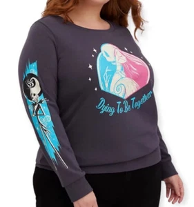 Torrid Sweatshirt Plus Size 3X Gray Nightmare Before Christmas Jack And Sally - Picture 1 of 12