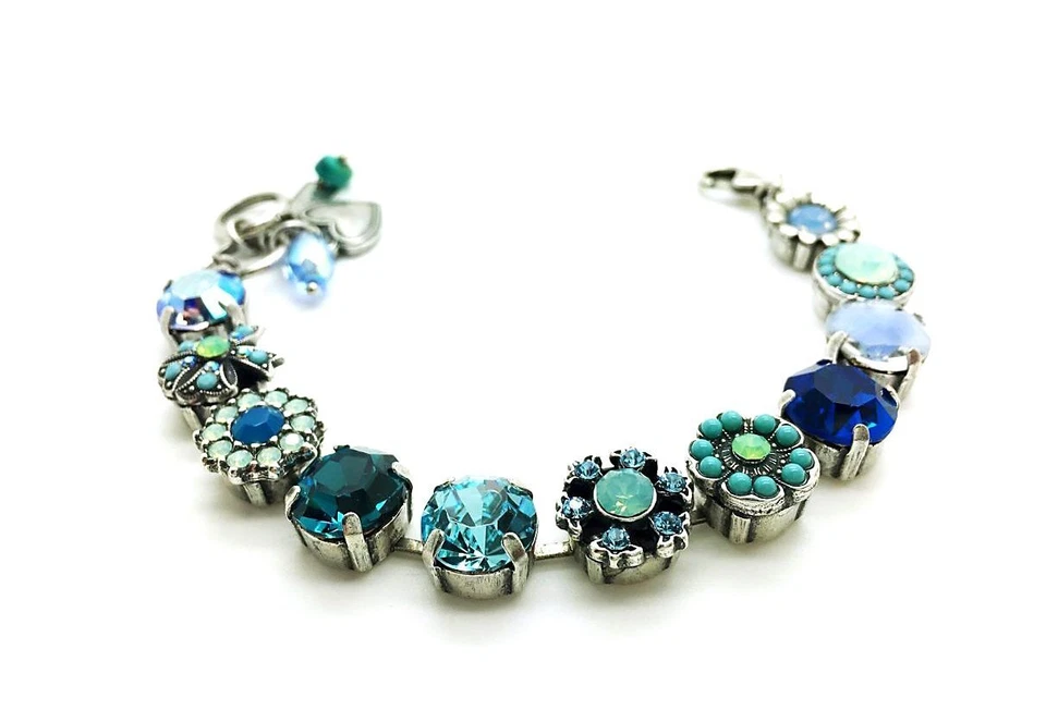 Pulsera Por Mariana Mujer Hermosa Cuarzo Azul y Cristales Swarovski Turquesa Foto 1 de 4
