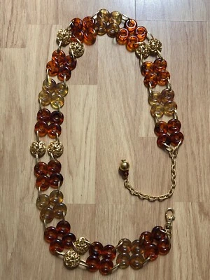 Magnifique GROSSE CEINTURE VINTAGE style ambre fausse écaille de tortue - Photo 1/4