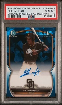 DILLON HEAD - PSA 10 - SAPPHIRE AUTO - 2023 1st Bowman Chr/199 #CDADHE - MARLINS - Image 1 of 2