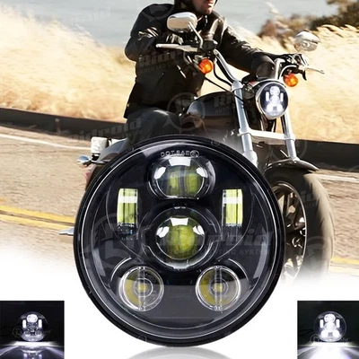 5 3/4 5.75" LED Headlight Projector For Dyna Sportster XL1200 XL883 Motorcycle - Изображение 1 из 4