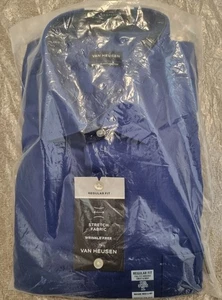 Camisa Van Heusen Para Hombres Manga Larga Sin Arrugas Azul 17.5 pulgadas Regular - Imagen 1 de 3