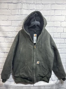 Vintage Carhartt For Women WJ130 MOS Moss Green Hooded Jacket Size L Distressed - Bild 1 von 5