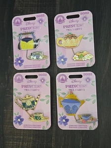 New Limited Edition Disney Parks 2022 Princess Tea Party Pin Set lot of 4 - Picture 1 of 6