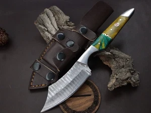 10" HANDMADE DAMASCUS STEEL SKINNER WITH RESAIN HANDLE  W/SHEATH SK-16 - Picture 1 of 4