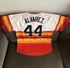 Majestic Authentic Houston Astros Yordan Alvarez Retro Throwback Jersey Mens L - Picture 1 of 5