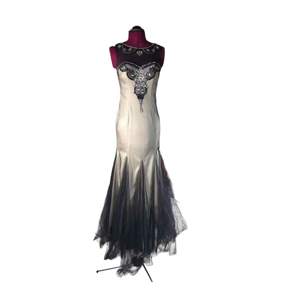 Vestido Formal Deb Ilusión Escote Cuentas Parte Inferior de Tul Junior Talla 3 Mujer Talla 4 Foto 1 de 4