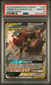 2019 Pokémon Sun and Moon Umbreon and Darkrai GX Unified Minds PSA 10 125/236 - Picture 1 of 2