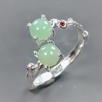 Anillo Vintage Anillo Crisoprasa Natural Plata de Ley 925 Talla 6/R433495 Foto 1 de 4