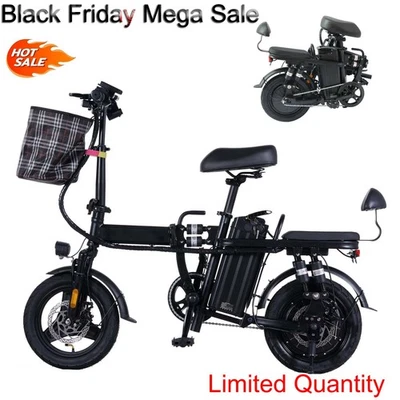Electric Mini Bike 750W Peak 14" 2 Seater Commuter Foldable Ebike 20MPH 50Miles - Image 1 of 4
