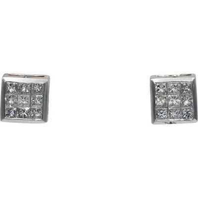 10k White Gold VS Princess Cut Invisible Set Square Stud Earrings 1.0CT - Image 1 of 4