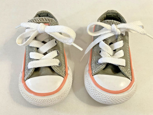 Converse All Star basse grigie con orlo rosa bambino taglia 3