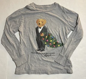 Polo Bear by Ralph Lauren Weihnachtsbaum Langarmshirt grau Kinder Gr. S (8) - Bild 1 von 10