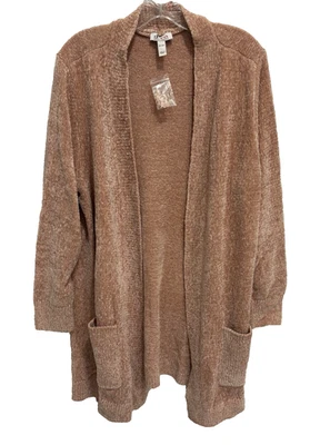 Suéter Abierto Tejido Grueso D&Co Talla XL Pequeño Cálido Beige Denim & Co Bolsillos Largos Foto 1 de 4