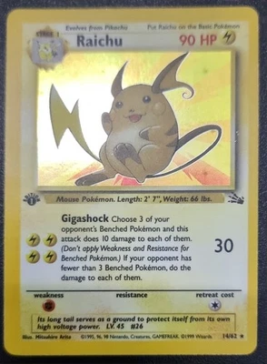 Pokémon TCG -  Raichu Fossil  14/62 - 1st Edition  Holo - Image 1 of 4