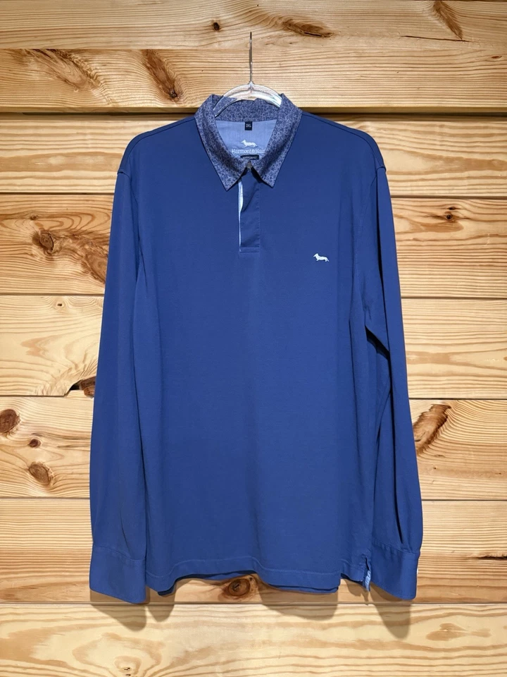 Harmont & Blaine Men 3XL Narrow Fit Casual Shirt Blue Cotton Embroidered Logo LS - Image 1 of 4