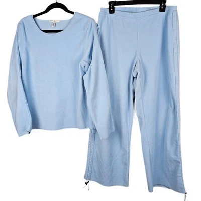 Tommy Hilfiger Sleepwear Loungewear Set Large Blue Fleece Top and Pants - Image 1 of 4