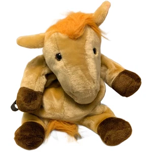 Kleiner Plüsch Pferd Pony Rucksack hellbraun Reißverschluss Tier Kleinkind Tasche verstellbar - Bild 1 von 8