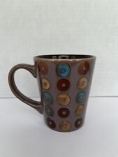 Mr. Coffee Donut Themed Coffee Mug Tea Cup Brown & Multi Color Stoneware