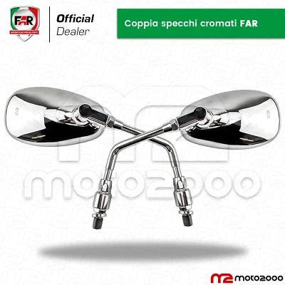 COPPIA SPECCHI SPECCHIETTI RETROVISORI CROMATI PER PIAGGIO BEVERLY CRUISER 250 5 - Immagine 1 di 4