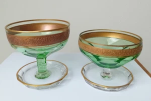 Paar Weingläser Gläser Bohemia Crystal Abgeschrägte Kante Golden Kelch Glas Cup - Bild 1 von 5