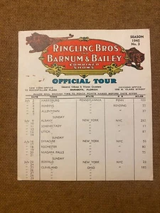 Ringling Bros Barnum & Bailey Circus cartolina percorso ufficiale stagione 1945 - Foto 1 di 1