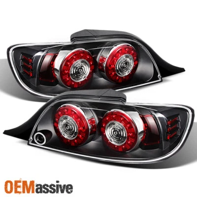 Fit Black 04-08 Mazda RX8 RX-8 JDM Dual Round LED Tail Light Rear Brake Lamp - Image 1 of 4