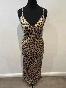 ZARA LEOPARD PRINT MIDI DRESS CAMISOLE SATIN SLIP SIZE XS BLOGGERS FAV BNWT - Picture 1 of 8