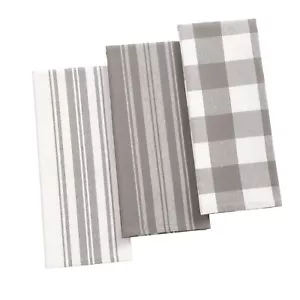 Home Fashions Farmhouse Living Stripe and Check Kitchen Towels 17" x 28" Set ... - Picture 1 of 8