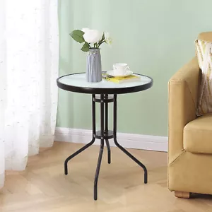 Modern Round Dining Table Freestanding Kitchen Tempered Glass Desk Brown & Clear - Picture 1 of 16