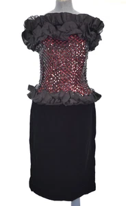 Vintage Dress Party 80s Prom Ruffle Trim Sequin Retro Gala Julie Francis UK 10 - Picture 1 of 22