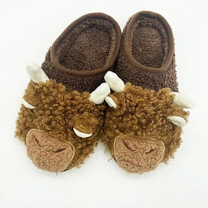 Plush Highland Cow Slippers Cartoon Scottish Fluffy Cow Slippers Brown - Picture 1 of 10