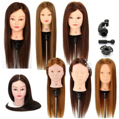 NEVERLAND BEAUTY & HEALTH 30%-100% Real Hair Training Head Hairdressing Styling Mannequin Doll & Clamp UK