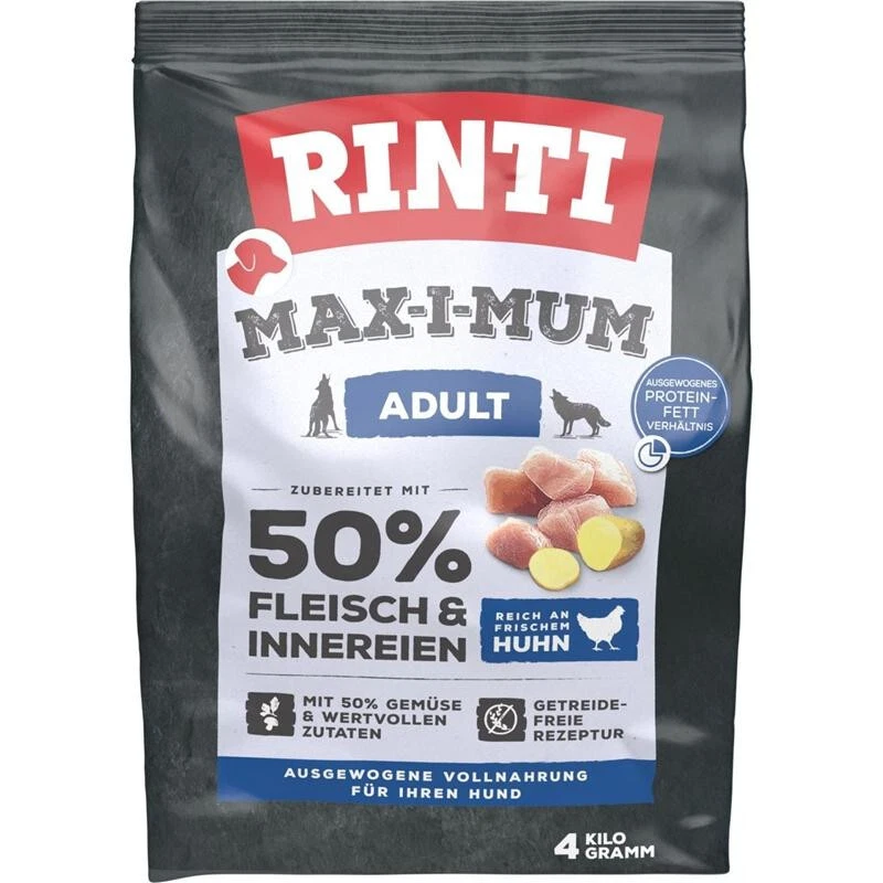 Rinti Max-i-Mum Adult Huhn 50% 4 kg - getreidefreies Trockenfutter für Hunde - Bild 1 von 1