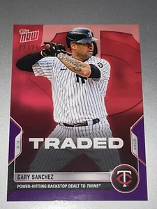 2022 TOPPS NOW #ST-1 Gary Sanchez Yankees Traded To Twins 22/25 Purple - Picture 1 of 2