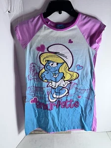 Vintage Smurfs Girls Smurfette Night Gown Sleepwear Size Large (10-12) - Picture 1 of 4