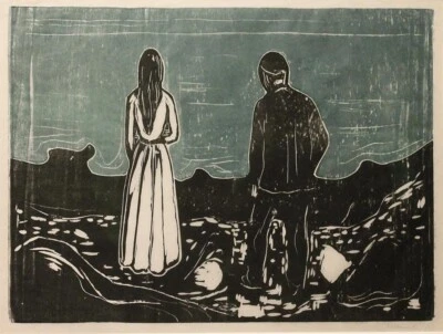 Los Solitarios Edvard Munch 1899 Arte Expresionista Impresión en Marco Foto 1 de 2