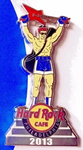2013 Hard Rock Cafe Filadelfia Rocky Balboa estatua sexy Muscle Man pin de guitarra - Imagen 1 de 1