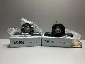 (2pc) UCP201-8 Solid Base Pillow Block Bearing 1/2" Bore Self Aligning 2 Bolt - Picture 1 of 14