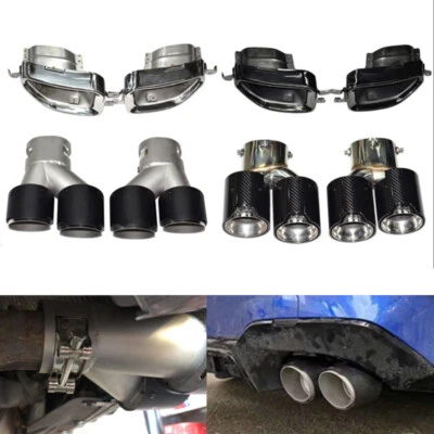 Carbon Fiber For BMW 3 Series 340 330 335 Car Exhaust Tail Pipes Dual End Tips - Image 1 of 3